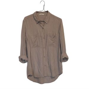 Aritzia Talula Taupe Button Down Shirt
